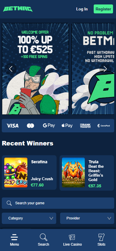 Betmac Casino Mobile screenshot